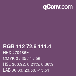 カラーコード: RGB 112 72.8 111.4 | qconv.com