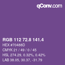 カラーコード: RGB 112 72.8 141.4 | qconv.com