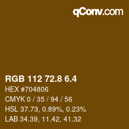 カラーコード: RGB 112 72.8 6.4 | qconv.com