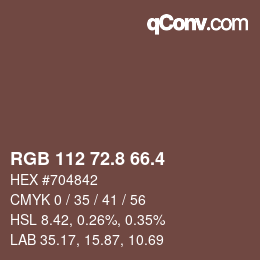 カラーコード: RGB 112 72.8 66.4 | qconv.com