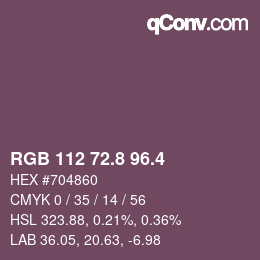 カラーコード: RGB 112 72.8 96.4 | qconv.com
