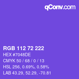 Color code: RGB 112 72 222 | qconv.com