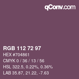 Color code: RGB 112 72 97 | qconv.com