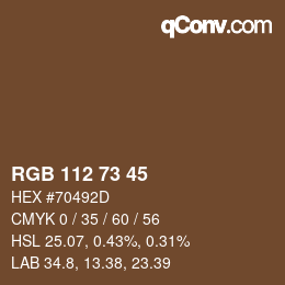 Color code: RGB 112 73 45 | qconv.com