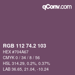 カラーコード: RGB 112 74.2 103 | qconv.com