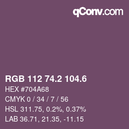 カラーコード: RGB 112 74.2 104.6 | qconv.com
