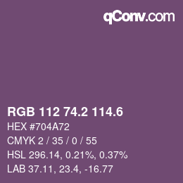 カラーコード: RGB 112 74.2 114.6 | qconv.com