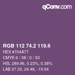 カラーコード: RGB 112 74.2 119.6 | qconv.com
