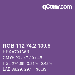 カラーコード: RGB 112 74.2 139.6 | qconv.com