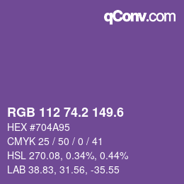 カラーコード: RGB 112 74.2 149.6 | qconv.com