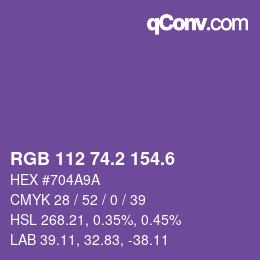 カラーコード: RGB 112 74.2 154.6 | qconv.com
