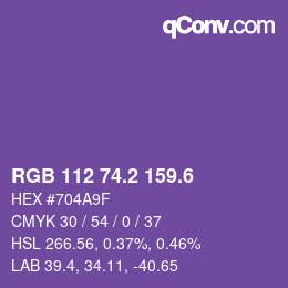 カラーコード: RGB 112 74.2 159.6 | qconv.com