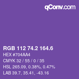 カラーコード: RGB 112 74.2 164.6 | qconv.com