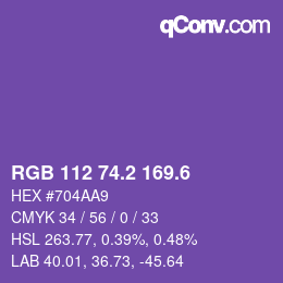 カラーコード: RGB 112 74.2 169.6 | qconv.com