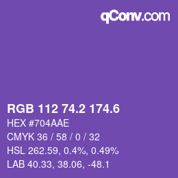 カラーコード: RGB 112 74.2 174.6 | qconv.com