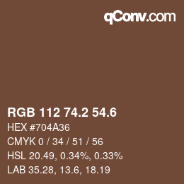 カラーコード: RGB 112 74.2 54.6 | qconv.com