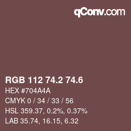 カラーコード: RGB 112 74.2 74.6 | qconv.com