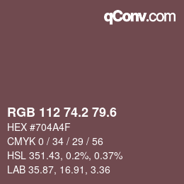 カラーコード: RGB 112 74.2 79.6 | qconv.com
