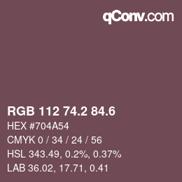 カラーコード: RGB 112 74.2 84.6 | qconv.com