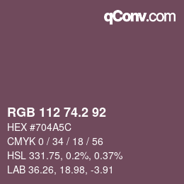 カラーコード: RGB 112 74.2 92 | qconv.com