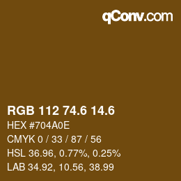 カラーコード: RGB 112 74.6 14.6 | qconv.com