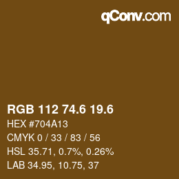 カラーコード: RGB 112 74.6 19.6 | qconv.com