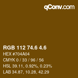 カラーコード: RGB 112 74.6 4.6 | qconv.com