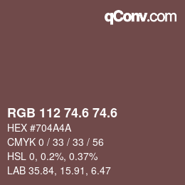 カラーコード: RGB 112 74.6 74.6 | qconv.com