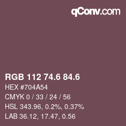 カラーコード: RGB 112 74.6 84.6 | qconv.com