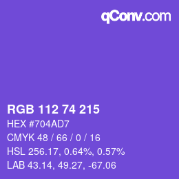 カラーコード: RGB 112 74 215 | qconv.com