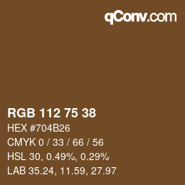 Color code: RGB 112 75 38 | qconv.com