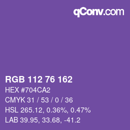 Color code: RGB 112 76 162 | qconv.com