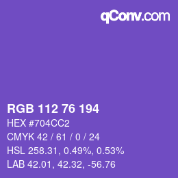 颜色代码: RGB 112 76 194 | qconv.com