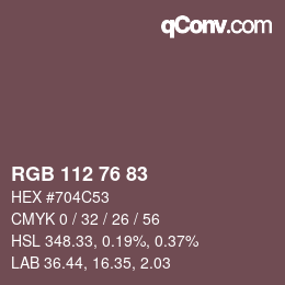 カラーコード: RGB 112 76 83 | qconv.com