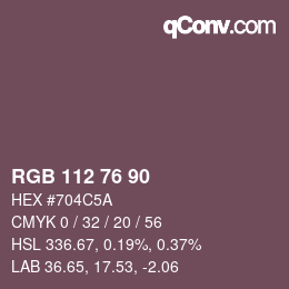 カラーコード: RGB 112 76 90 | qconv.com