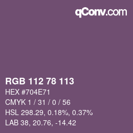 Farbcode: RGB 112 78 113 | qconv.com