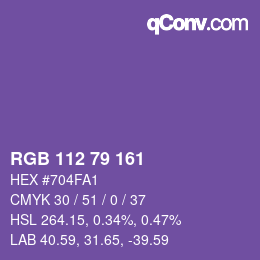 颜色代码: RGB 112 79 161 | qconv.com