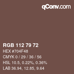 Farbcode: RGB 112 79 72 | qconv.com