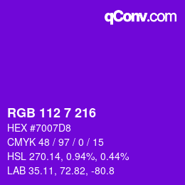 Código de color: RGB 112 7 216 | qconv.com