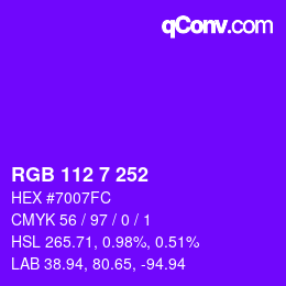 カラーコード: RGB 112 7 252 | qconv.com