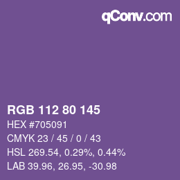 Color code: RGB 112 80 145 | qconv.com