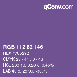 Color code: RGB 112 82 146 | qconv.com