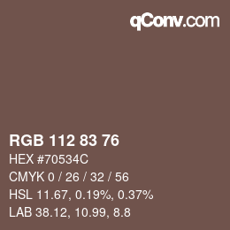 Color code: RGB 112 83 76 | qconv.com