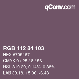 カラーコード: RGB 112 84 103 | qconv.com