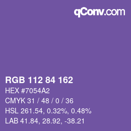 カラーコード: RGB 112 84 162 | qconv.com
