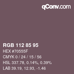 カラーコード: RGB 112 85 95 | qconv.com
