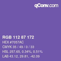 Color code: RGB 112 87 172 | qconv.com
