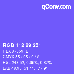 Color code: RGB 112 89 251 | qconv.com