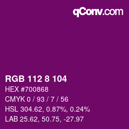 Color code: RGB 112 8 104 | qconv.com