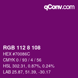 Color code: RGB 112 8 108 | qconv.com